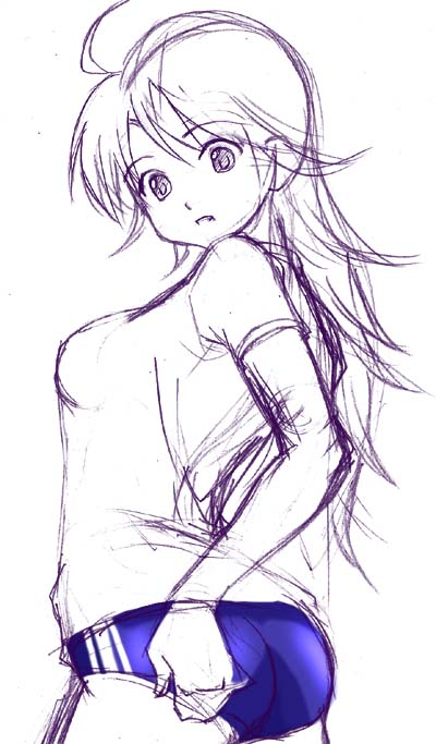 rikumoto yoshiyuki, hoshii miki, idolmaster, idolmaster (classic), idolmaster 1, 00s, adjusting buruma, adjusting clothes, buruma, gym uniform, monochrome, sketch, solo