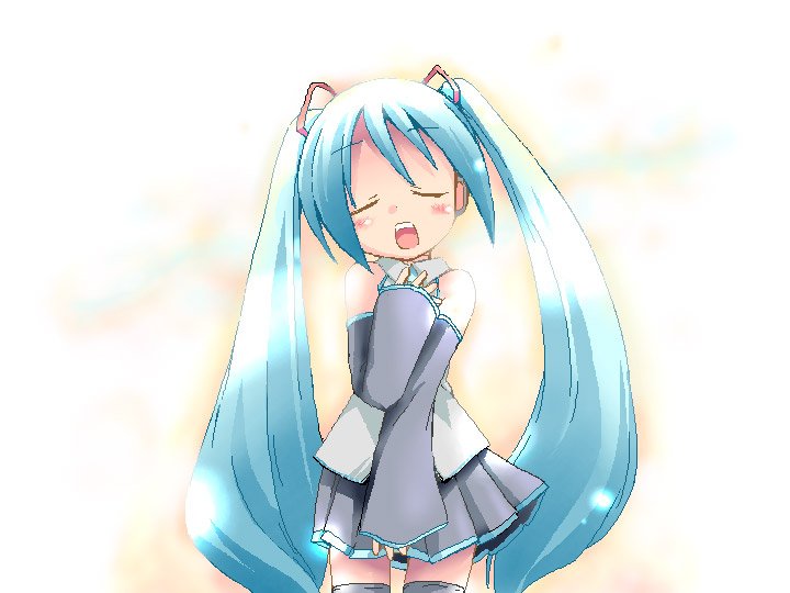 ham (points), hatsune miku, vocaloid, tagme, closed eyes, loli, long hair, oekaki, solo, twintails, very long hair