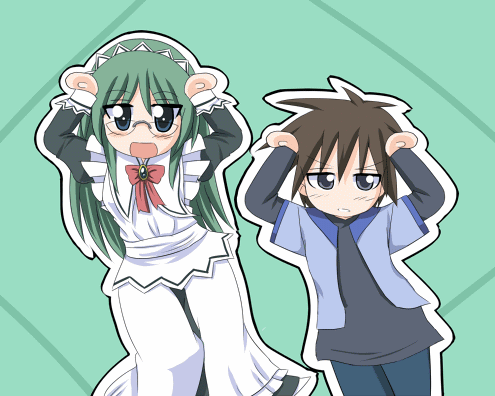 jun (aoerm), kijima saki, tachibana wataru, hayate no gotoku!, animated, animated gif, lowres, 00s, caramelldansen