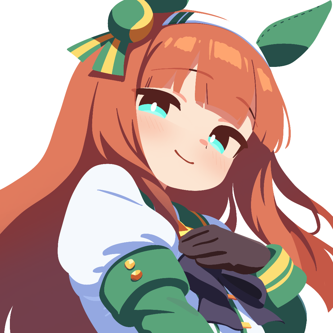 silence suzuka (umamusume), umamusume, 1girl, animal ears, black bow, black bowtie, black gloves, blunt bangs, bow, bowtie, closed mouth, ear covers, gloves, green eyes, hairband, hand on own chest, horse ears, horse girl, juliet sleeves, long hair, long sleeves, looking at viewer, no lineart, orange hair, puffy sleeves, silence suzuka (racing) (umamusume), smile, solo, transparent background, waonaolmao, white hairband