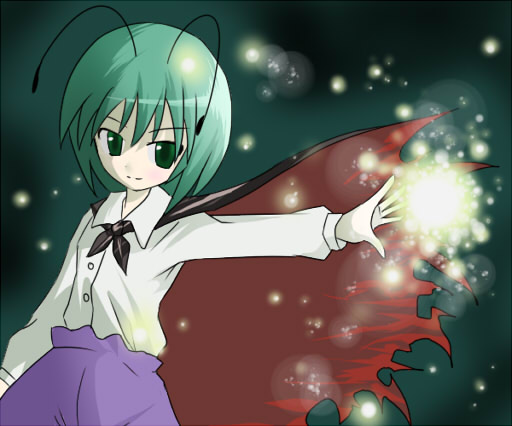haro (artist), wriggle nightbug, touhou, 1girl, antennae, bug, female focus, fireflies, firefly, solo
