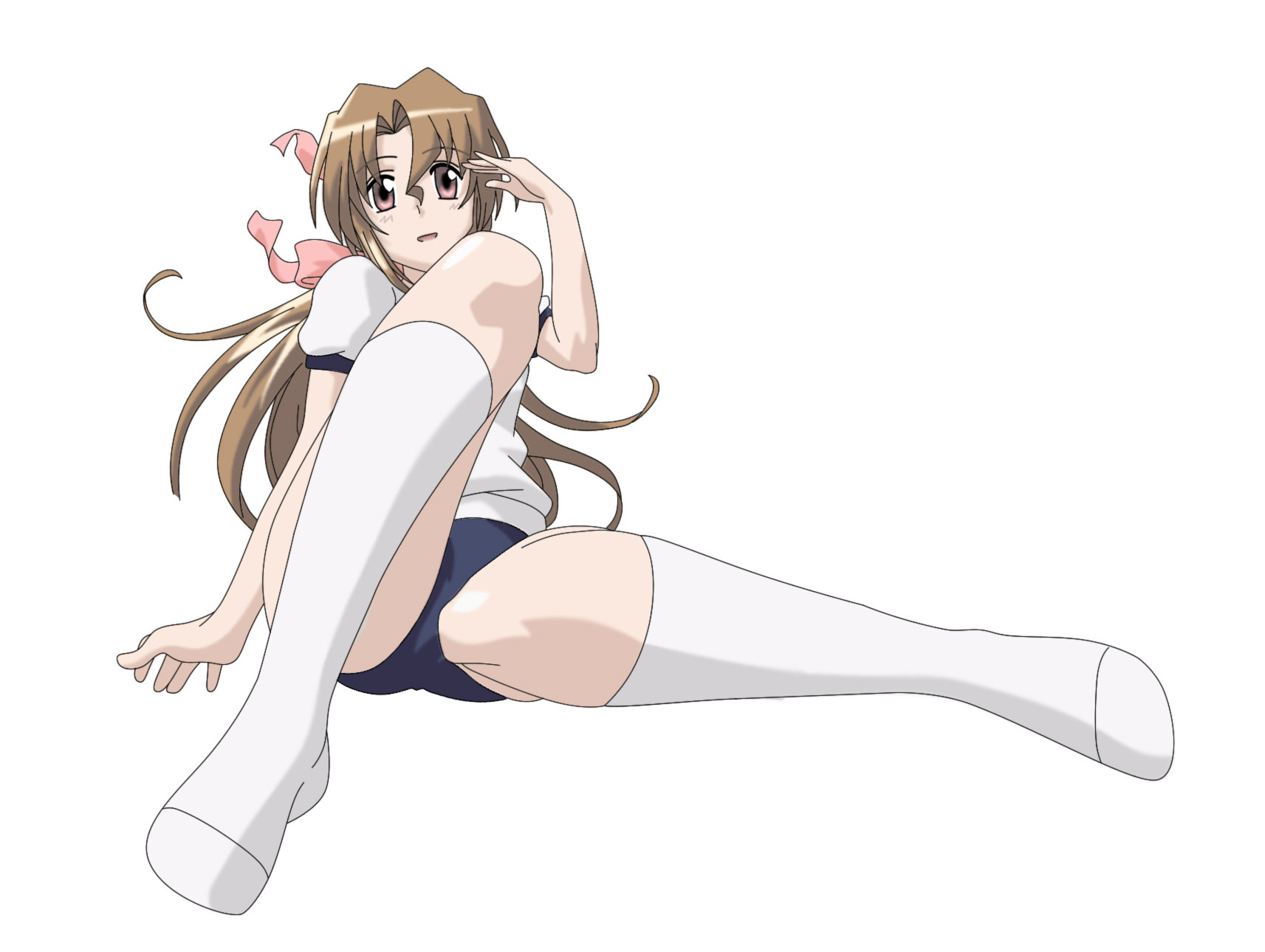 maria (hayate no gotoku!), hayate no gotoku!, highres, non-web source, 00s, 1girl, buruma, female focus, gym uniform, kneehighs, socks, solo