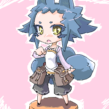 lowres, tagme, animal ears, chibi, fox ears, oekaki, solo, tail
