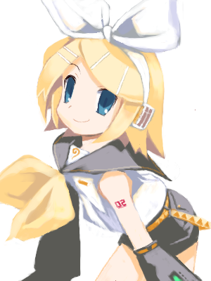 kagamine rin, vocaloid, lowres, 1girl, blonde hair, female focus, oekaki, solo