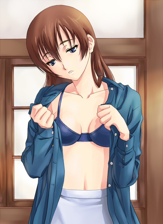 oyamada musshu, yuasa hiromi, true tears, 00s, bra, dressing, lingerie, solo, underwear