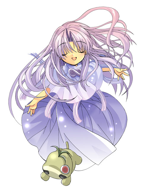 izumi rei, aura (.hack//), .hack//, .hack//games, bandai, cyber connect 2, 1girl, aura, cropped jacket, long hair, multicolored hair, open mouth, outstretched arms, pink hair, purple hair, skirt, white background
