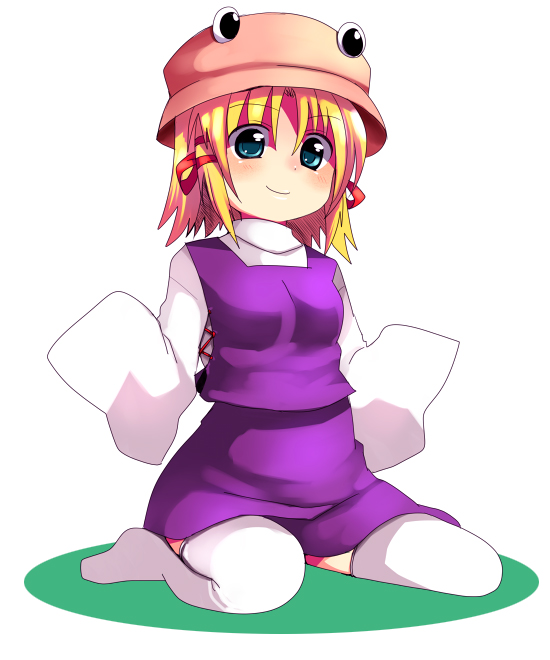 subaru (yachika), moriya suwako, touhou, 1girl, female focus, hat, solo, thighhighs