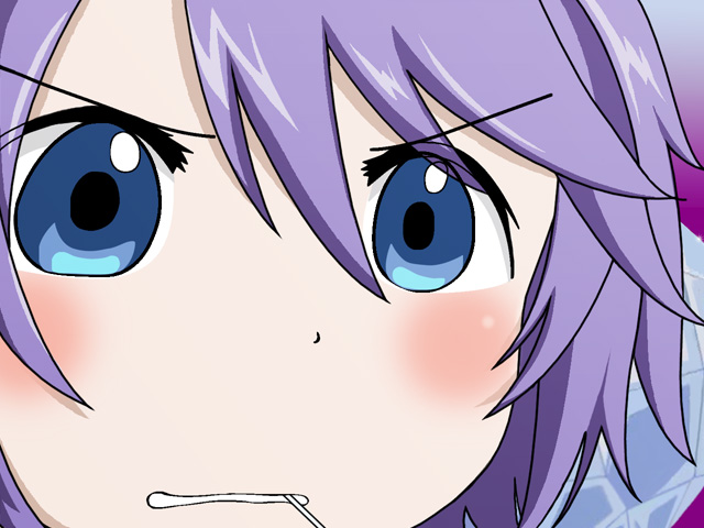 shirayuki mizore, rosario+vampire, eyebrows, silver hair, 00s, 1girl, blue eyes, blush, close-up, female focus, gununu (meme), meme, parted lips, short hair, solo