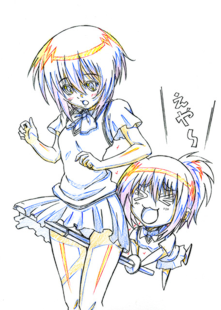 sakurasaka tsuchiyu, chiba kirino, kawazoe tamaki, bamboo blade, bad id, bad pixiv id, > <, 00s, :3, closed eyes, panties, underwear, x3