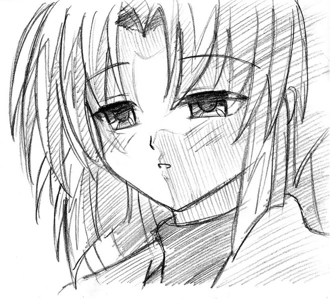 r-yeah, ichinose kotomi, clannad, tagme, 00s, greyscale, monochrome, sketch, solo