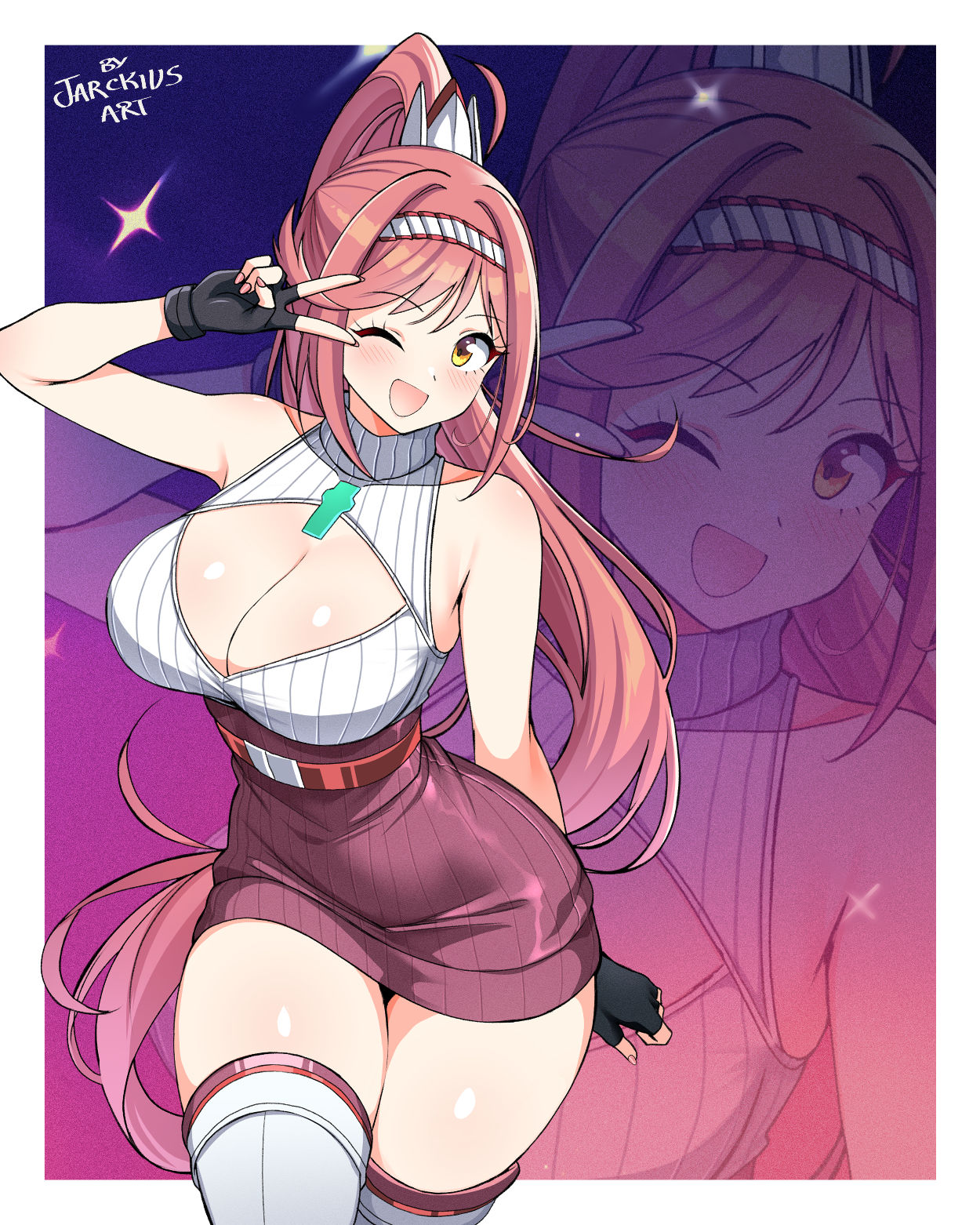 jarckius, glimmer (xenoblade), xenoblade chronicles 3, xenoblade chronicles 3: future redeemed, 1girl, adapted costume, breasts, large breasts, red hair