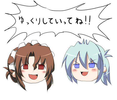 niyadepa, ayasaki hayate, maria (hayate no gotoku!), hayate no gotoku!, lowres, folded ponytail, no humans, parody, yukkuri shiteitte ne