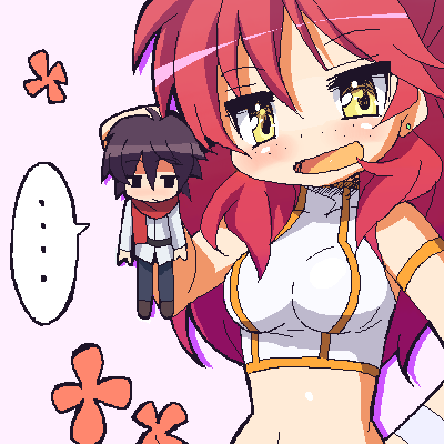 9law, nena trinity, setsuna f. seiei, gundam, gundam 00, bad id, bad pixiv id, lowres, 00s, freckles, oekaki, red hair, yellow eyes