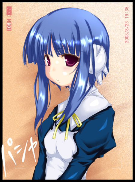 yumesato makura, ilfa (to heart), to heart (series), to heart 2, tagme, 00s, blue hair, robot ears, short hair with long locks, solo