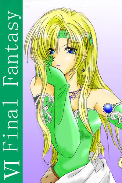 celes chere, final fantasy, final fantasy vi, 1990s (style), 1girl, blonde hair, blue eyes, copyright name, elbow gloves, female focus, gloves, headband, leotard, long hair, retro artstyle, solo