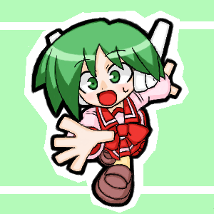 multi (to heart), to heart, to heart (series), lowres, 1girl, chibi, female focus, green hair, oekaki, robot ears, solo