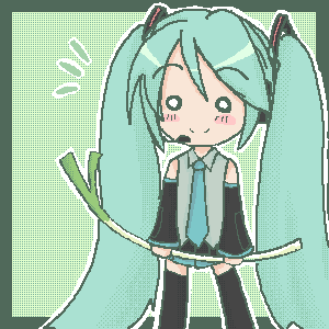 hatsune miku, vocaloid, lowres, 1girl, aqua hair, chibi, female focus, long hair, oekaki, solo, thighhighs, twintails, very long hair