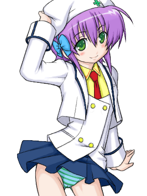 shiho elis, night wizard, lowres, 00s, 1girl, female focus, oekaki, panties, purple hair, solo, striped clothes, striped panties, underwear