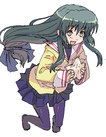 koma (qqq111), ibuki fuuko, clannad, bad id, bad pixiv id, lowres, 00s, 1girl, female focus, oekaki, pantyhose, solo