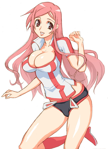 hirose (mokiki), toa (dragonaut), dragonaut, 00s, 1girl, breasts, bursting breasts, cleavage, female focus, huge breasts, long hair, pink eyes, pink hair, solo