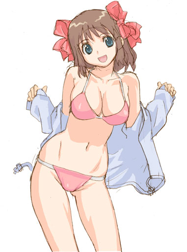hirose (mokiki), amami haruka, idolmaster, idolmaster xenoglossia, 00s, 1girl, bikini, breasts, cleavage, female focus, large breasts, red bikini, solo, string bikini, swimsuit