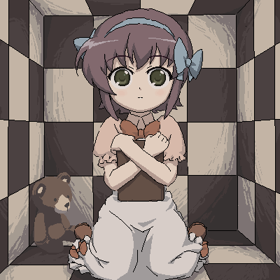 om (nk2007), shiho elis, night wizard, bad id, bad pixiv id, lowres, 00s, 1girl, checkered floor, female focus, oekaki, solo