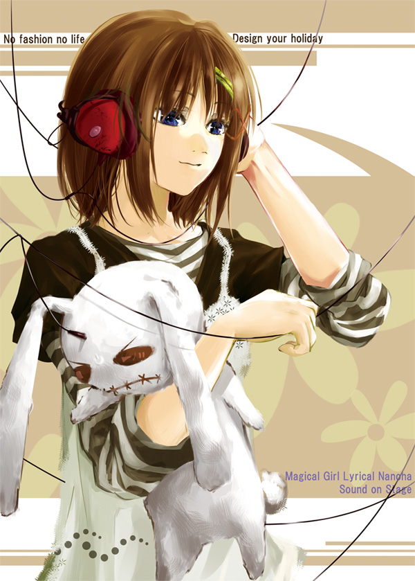tomasu, tsurukame, yagami hayate, lyrical nanoha, mahou shoujo lyrical nanoha, mahou shoujo lyrical nanoha a's, mahou shoujo lyrical nanoha strikers, 00s, 1girl, female focus, hair ornament, headphones, solo, x hair ornament
