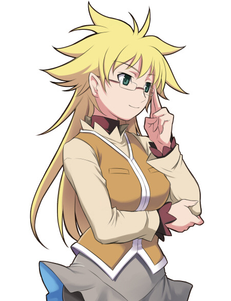 maruto!, sara gallagher, my-otome, 00s, adjusting eyewear, blonde hair, glasses, green eyes, solo, vest