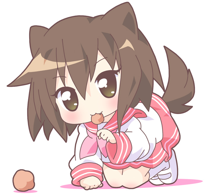 mirai (sugar), kusakabe misao, lucky star, 00s, animal ears, chibi, dog ears, dog tail, solo, tail