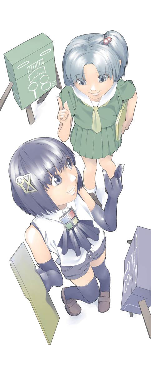 akinbo (hyouka fuyou), 98-tan, 98se-tan, os-tan, 2girls, multiple girls, school uniform, serafuku, thighhighs