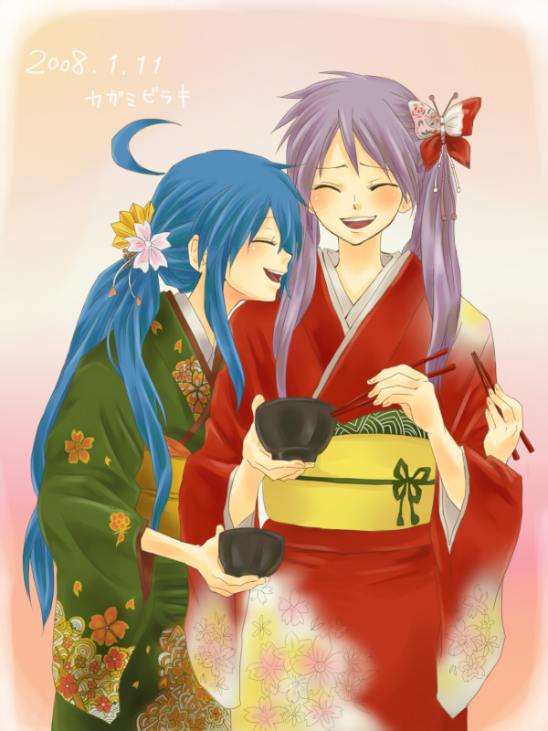 kochoko, hiiragi kagami, izumi konata, lucky star, bad id, bad pixiv id, 00s, japanese clothes, kimono