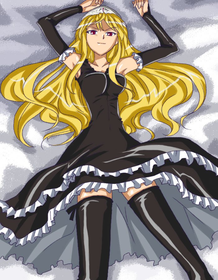 onyx (artist), hime (kaibutsu oujo), kaibutsu oujo, 00s, blonde hair, thighhighs