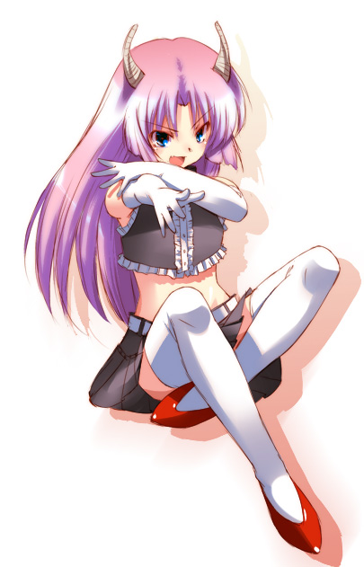matsuzaki yutaka, original, elbow gloves, gloves, horns, solo, thighhighs, zettai ryouiki