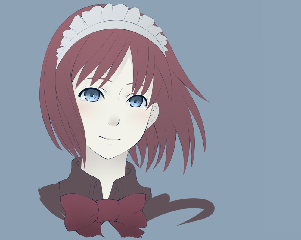 uto, hisui (tsukihime), tsukihime, 00s, blue eyes, maid, red hair, short hair, solo, tears