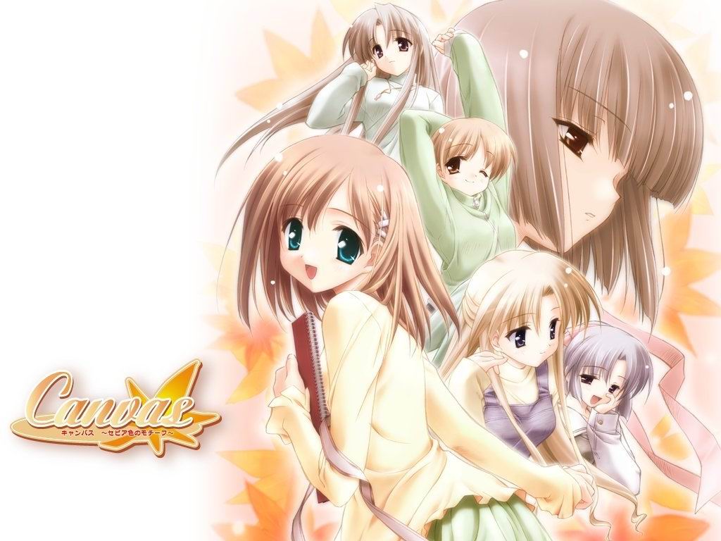 sakana (flame sakana), kimikage yurina, nanashiro yuzu, saginomiya ai, sakurazuka ren, shinomiya yuu, tachibana amane, canvas, canvas (cocktail soft), canvas sepia iro no motif, non-web source, 00s, 6+girls, adjusting hair, blonde hair, blue eyes, blue hair, brown hair, everyone, grey hair, hair ornament, hair ribbon, hairclip, head rest, jewelry, leaf, long hair, looking back, multiple girls, necklace, notebook, one eye closed, ponytail, ribbon, school uniform, serafuku, short hair, skirt, smile, stretching, sweater, track suit, turtleneck, very long hair, wind, wink, yellow eyes