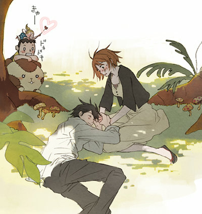 chiaki shin'ichi, noda megumi, nodame cantabile, lowres, 00s, 1boy, 1girl, blush, couple, hetero, sleeping