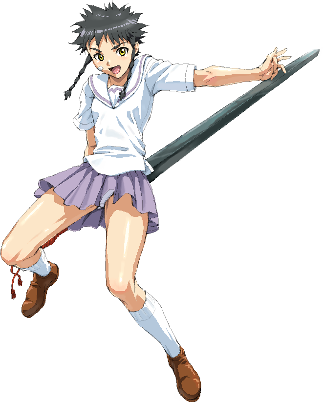 minagi mikoto, my-hime, non-web source, 00s, kneehighs, panties, pantyshot, school uniform, serafuku, socks, solo, sword, underwear, weapon