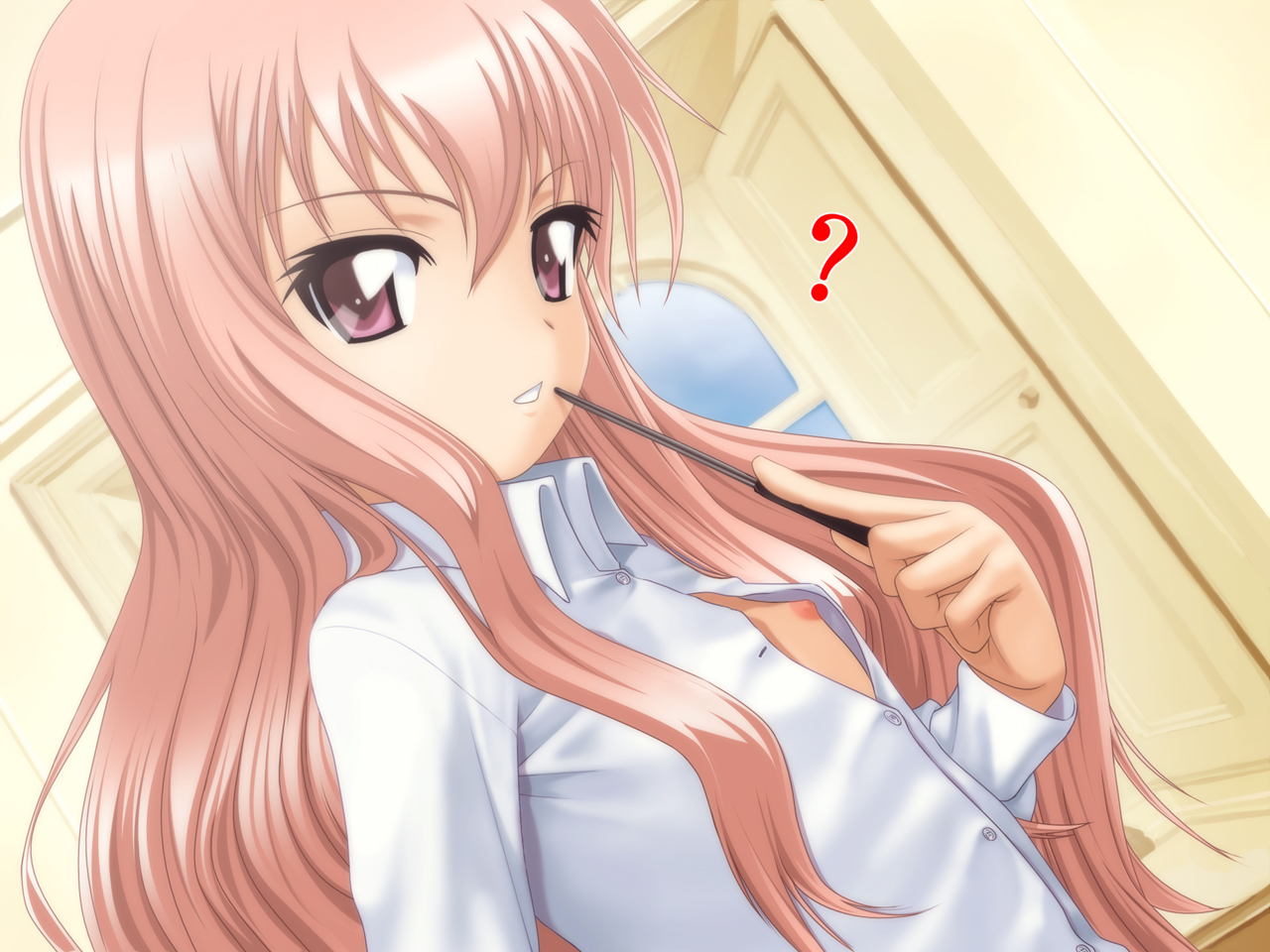 40010prototype, louise francoise le blanc de la valliere, zero no tsukaima, 00s, 1girl, ?, breasts, clueless, female focus, flat chest, nipple slip, nipples, pink eyes, pink hair, solo