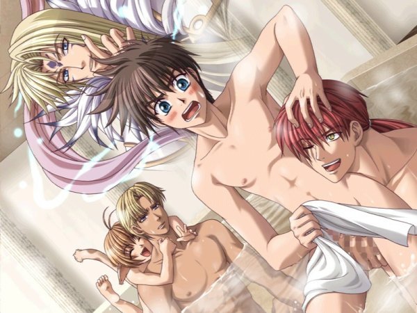 takatsuki noboru, lawrence lancaster, leica kit, might, pam (silver chaos), ragsiel, silver chaos, vividcolor, game cg, 5boys, androgynous, animal ears, bath, blonde hair, blue eyes, blush, brown hair, censored, crossdressing, crossdressing (mtf), dutch angle, fingering, handjob, long hair, male focus, multiple boys, nipples, nude, penis, rape, red hair, same-sex bathing, shared bathing, shota, surprised, tail, tattoo, towel, water, wet, yaoi, yellow eyes