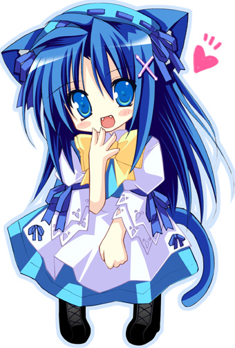 kannon ouji, original, animal ears, cat ears, chibi, fangs, maid, solo