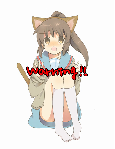 hizu, noise (hakusen), kyon, kyonko, suzumiya haruhi no yuuutsu, gender request, 00s, 1girl, animal ears, cat ears, female focus, genderswap, kneehighs, ponytail, socks, solo