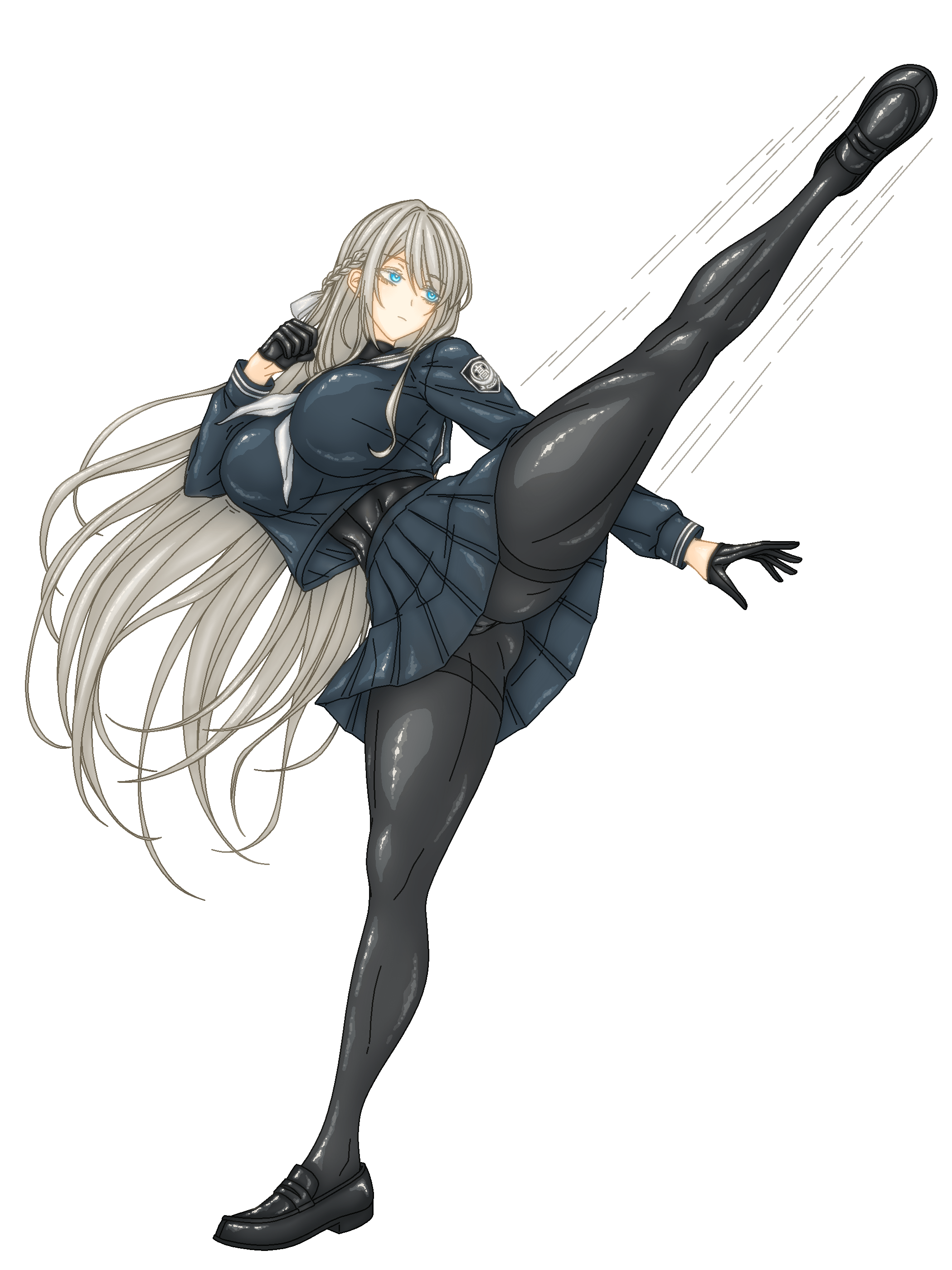 artist request, character request, tagme, bodysuit, leg up, school uniform, serafuku