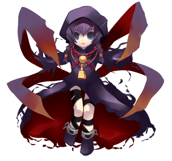 takase kanan, curse maker, curse maker 2, atlus, etrian odyssey, 1girl, :o, beret, black dress, black hair, blue eyes, blush, dress, female focus, hat, long sleeves, looking at viewer, parted lips, simple background, solo, thigh strap, white background