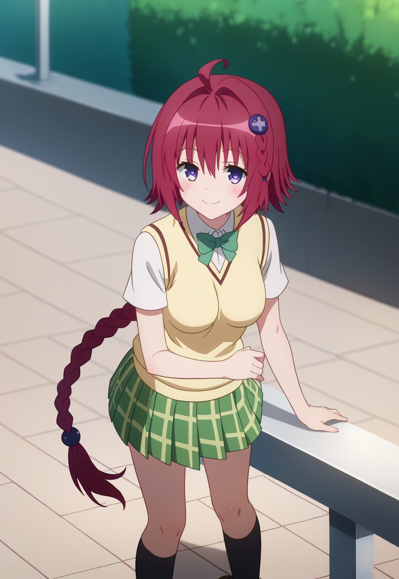 kurosaki mea, to love-ru, to love-ru darkness, highres, source request, 1girl, ahoge, blue eyes, blush, breasts, cleavage, collarbone, completely nude, hair between eyes, hair intakes, long hair, looking at viewer, nipples, nude, off shoulder, open mouth, red hair, smile, solo, very long hair