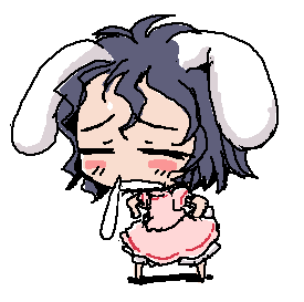 baku taso, itigekimaru, inaba tewi, touhou, lowres, 1girl, animal ears, chibi, female focus, full body, rabbit ears, simple background, solo, standing, white background