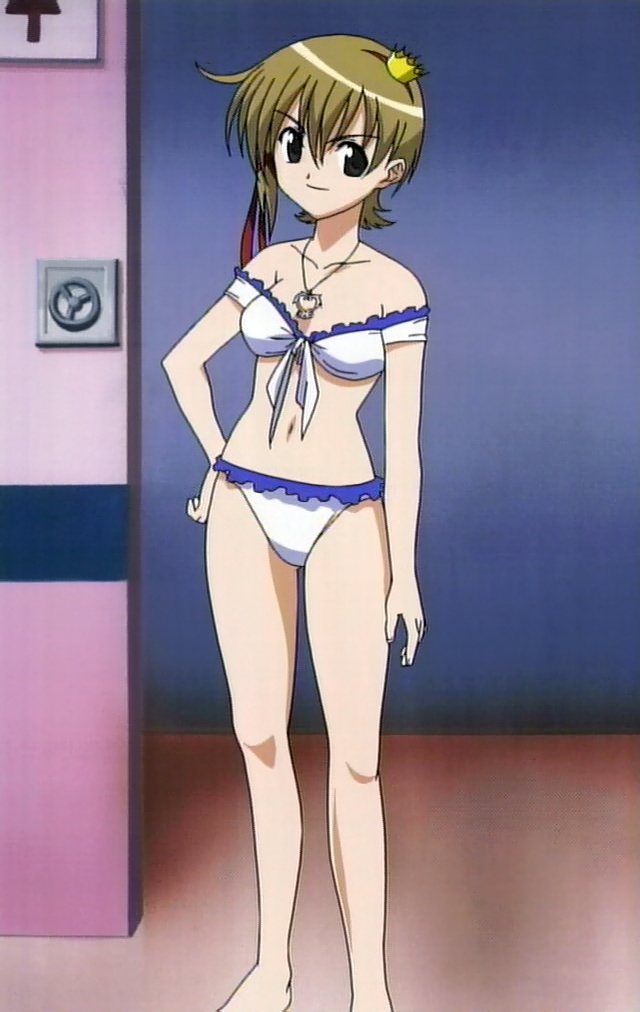 hio mio, dnangel, anime screenshot, bikini, crown, hat, solo, swimsuit