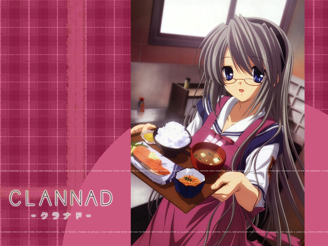 sakagami tomoyo, clannad, 00s, apron, glasses, school uniform, serafuku, solo