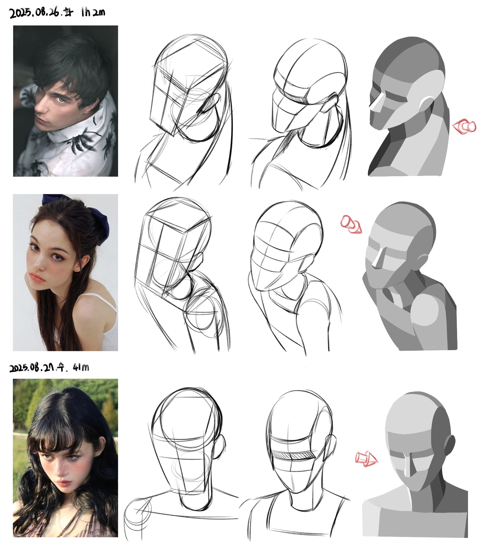original, concept art, highres, 1girl, akkan study, black hair, guide, how to, lips, long hair