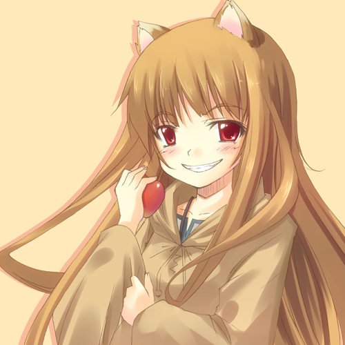 amarotamaro, holo, spice and wolf, lowres, 00s, animal ears, solo, wolf ears