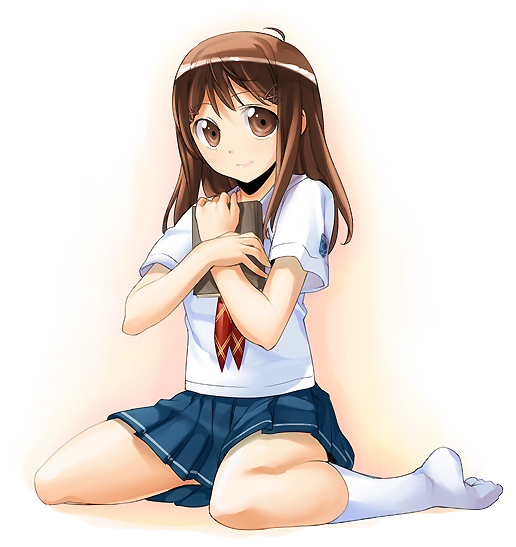 chikugen shiina, hoshino yuumi, kimi kiss, school uniform, serafuku, sitting, socks, solo